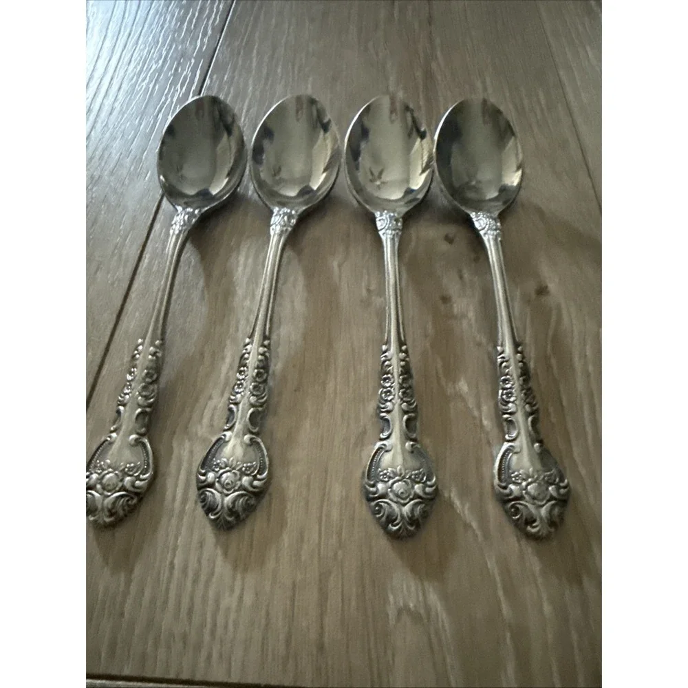National SONORA Stainless‎ NS Japan Floral Glossy Silverware Flatware Lot of 4